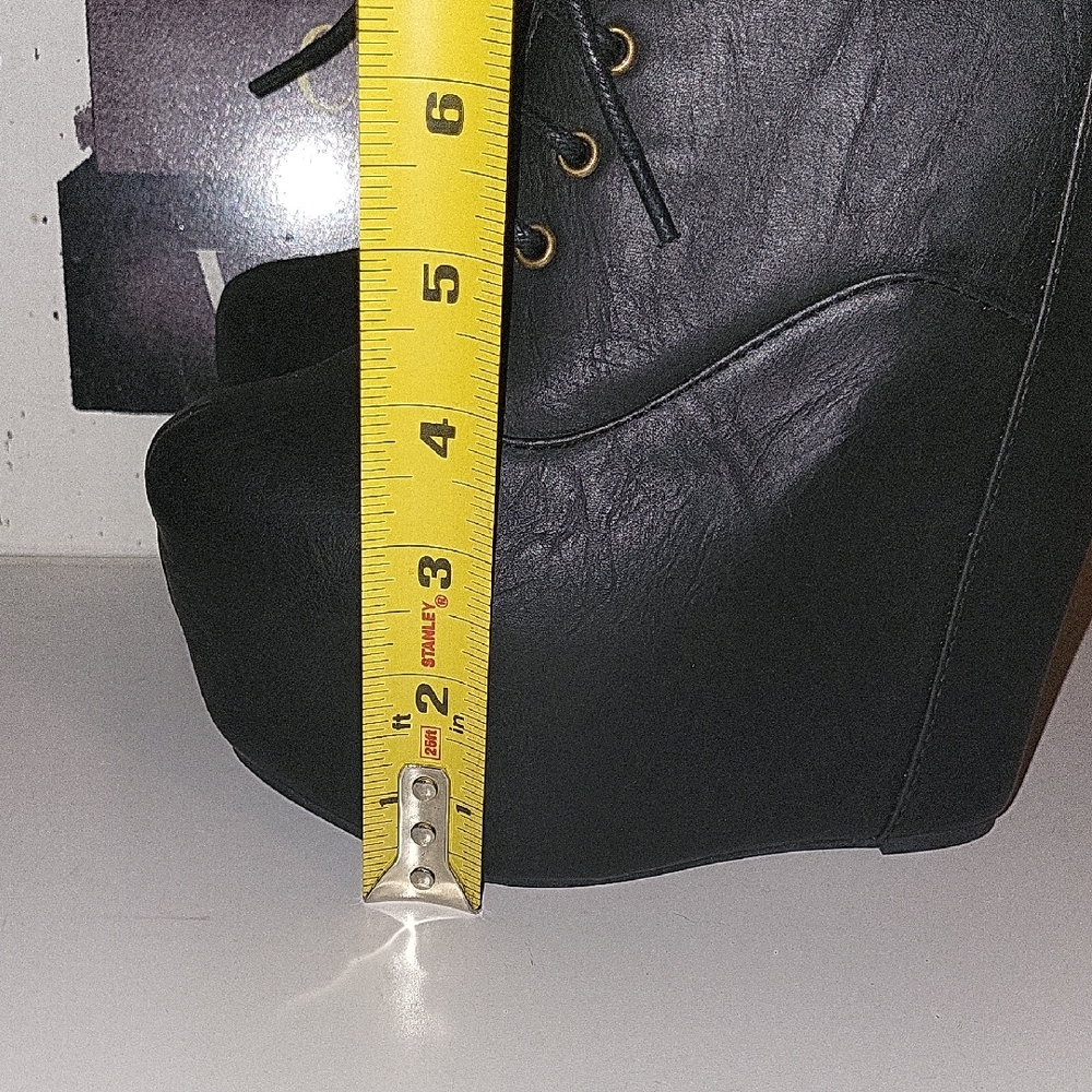 Jeffrey Campbell Damsel Black Lace Up Platform Wedge Boots, Sz 7.5 - Picture 10 of 11